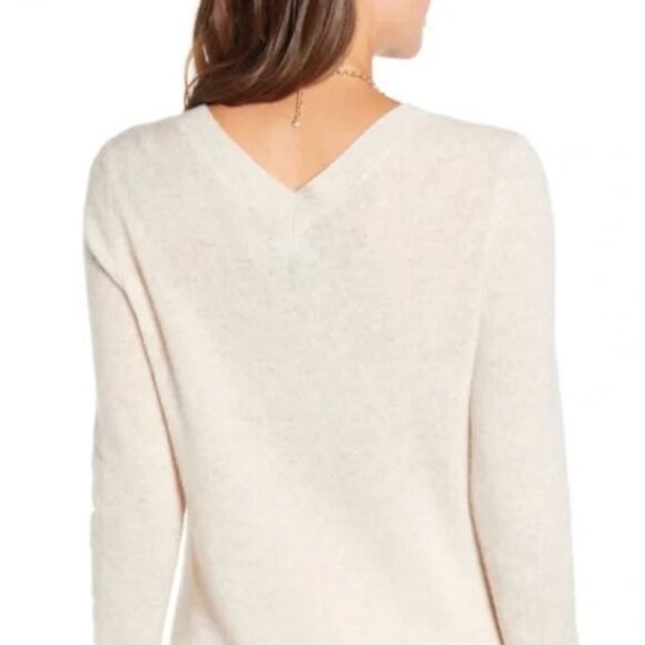 Halogen V-Neck SWEATER Size S 100% Lightweight Cashmere Beige NEW - Picture 2 of 7
